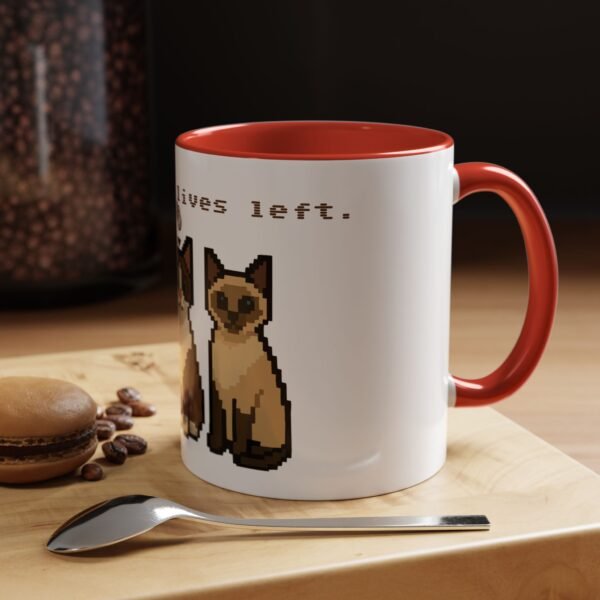 Pixel Art Cat Coffee Mug - 'Game On, 9 Lives Left' - Image 17