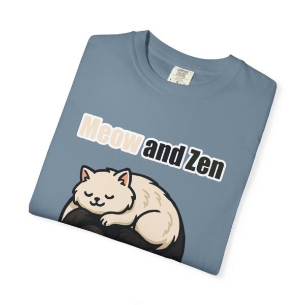 Cute Cat Lovers T-Shirt - "Meow and Zen" Unisex Garment-Dyed Tee - Image 36