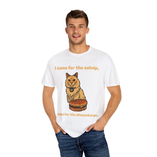 Cat-Themed Unisex T-Shirt - 'I Came for the Catnip, Stayed for the Cheeseburger' - Perfect for Cat Lovers, Funny Gift, Casual Wear, [...] - Image 2