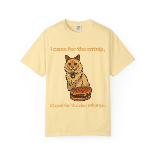 Cat-Themed Unisex T-Shirt - 'I Came for the Catnip, Stayed for the Cheeseburger' - Perfect for Cat Lovers, Funny Gift, Casual Wear, [...] - Image 8
