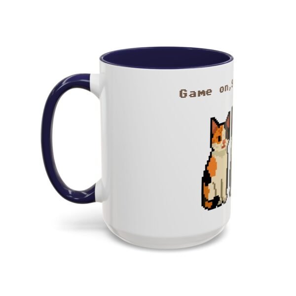 Pixel Art Cat Coffee Mug - 'Game On, 9 Lives Left' - Image 24