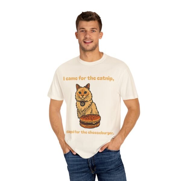 Cat-Themed Unisex T-Shirt - 'I Came for the Catnip, Stayed for the Cheeseburger' - Perfect for Cat Lovers, Funny Gift, Casual Wear, [...] - Image 7