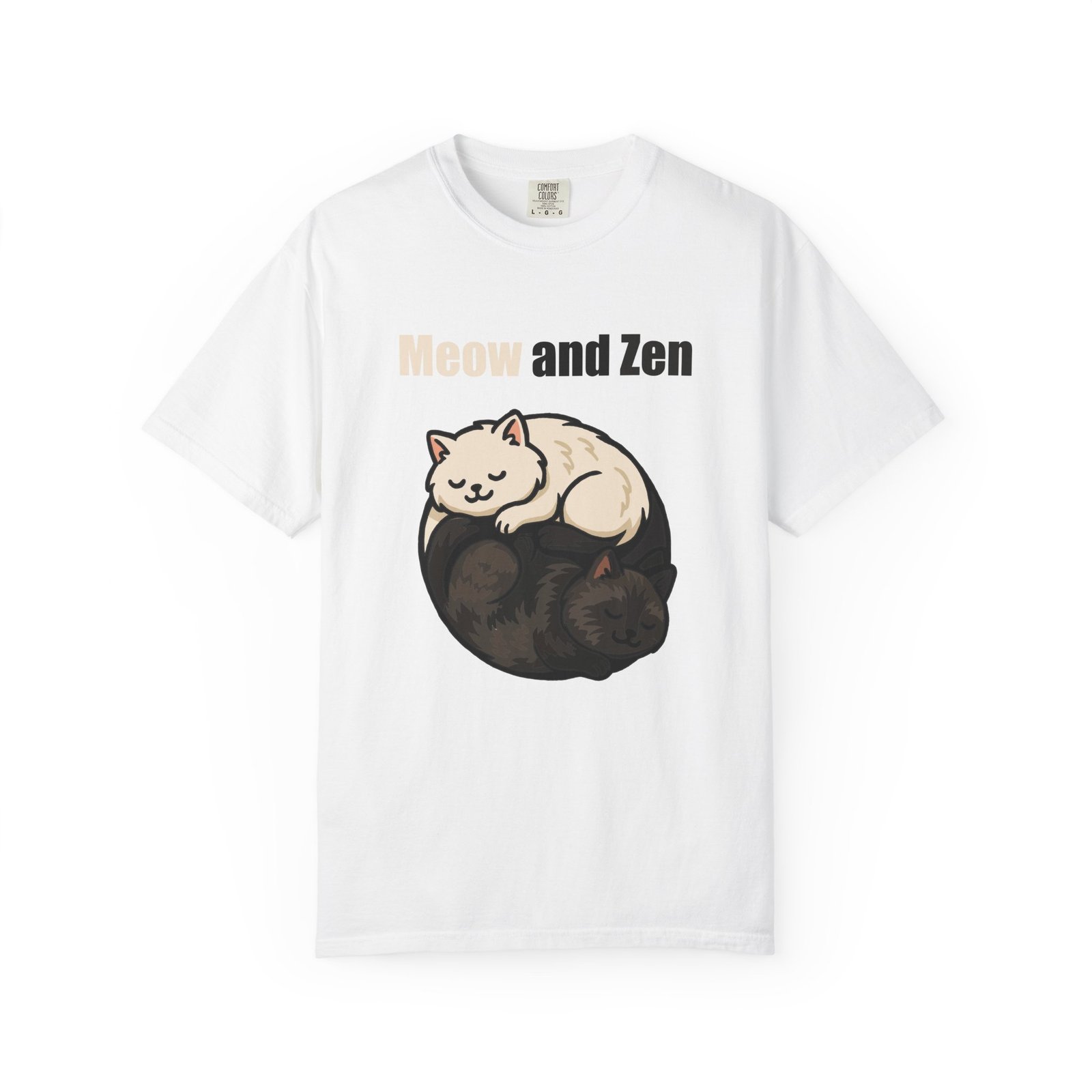 Cute Cat Lovers T-Shirt – “Meow and Zen” Unisex Garment-Dyed Tee