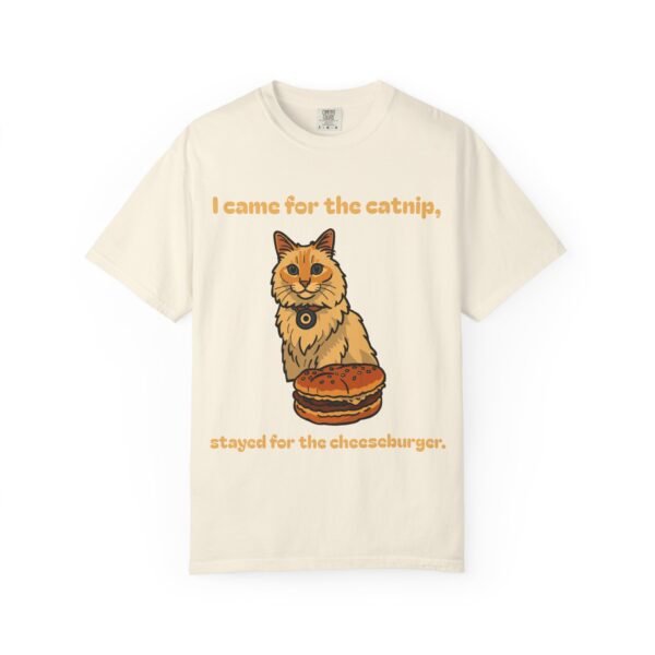 Cat-Themed Unisex T-Shirt - 'I Came for the Catnip, Stayed for the Cheeseburger' - Perfect for Cat Lovers, Funny Gift, Casual Wear, [...] - Image 4