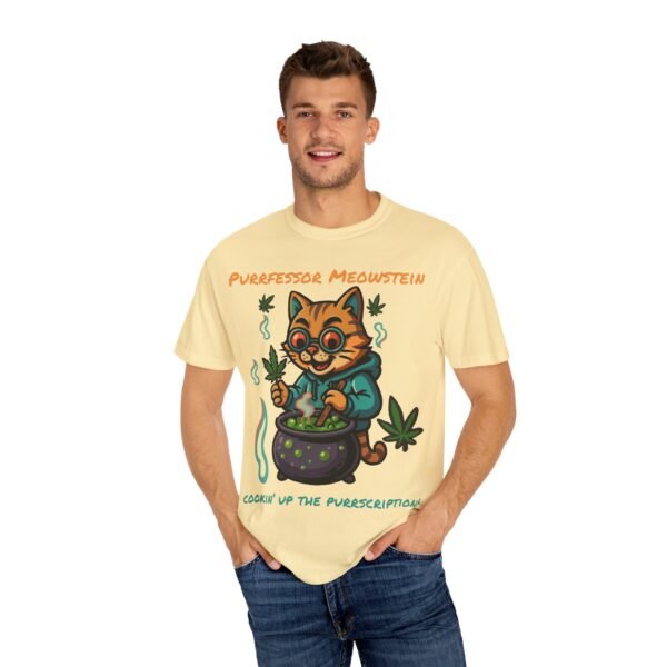 Purrfessor Meowstein Unisex Garment-Dyed T-Shirt - Cookin' Up the Purrscription! - Image 15