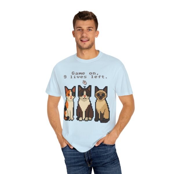 Pixel Art Cat Lovers Unisex T-Shirt - "Game On, 9 Lives Left" - Image 33