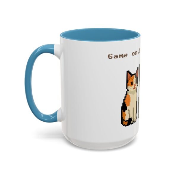 Pixel Art Cat Coffee Mug - 'Game On, 9 Lives Left' - Image 36