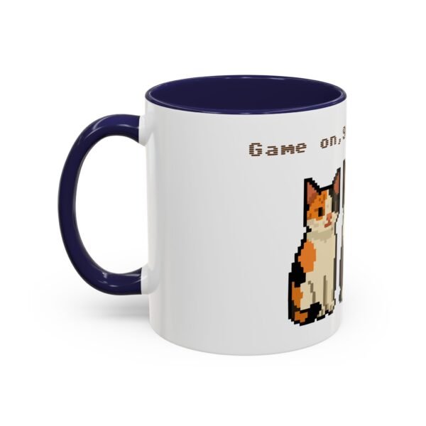 Pixel Art Cat Coffee Mug - 'Game On, 9 Lives Left' - Image 7