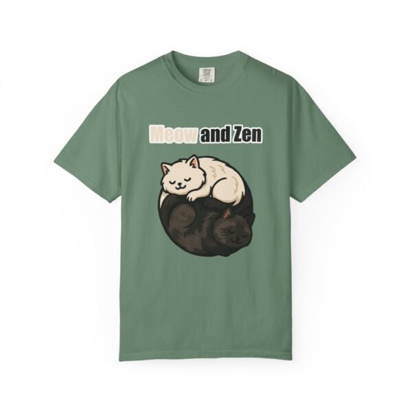 Cute Cat Lovers T-Shirt - "Meow and Zen" Unisex Garment-Dyed Tee - Image 26