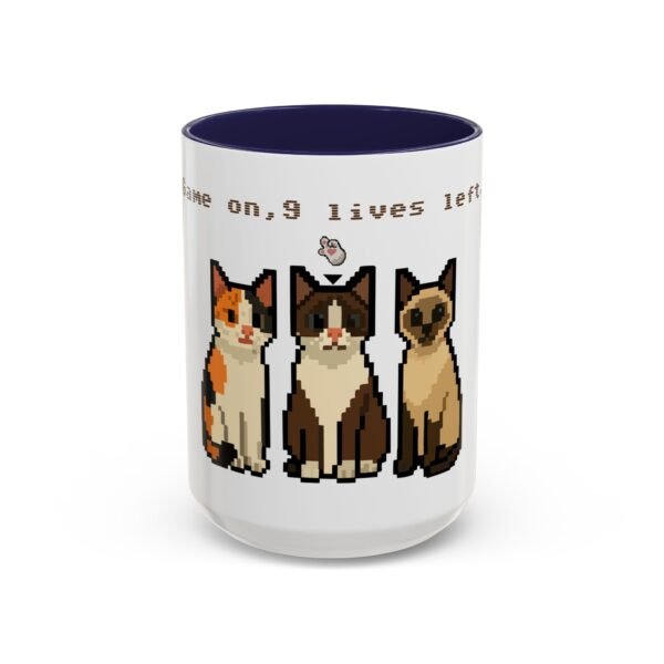Pixel Art Cat Coffee Mug - 'Game On, 9 Lives Left' - Image 22
