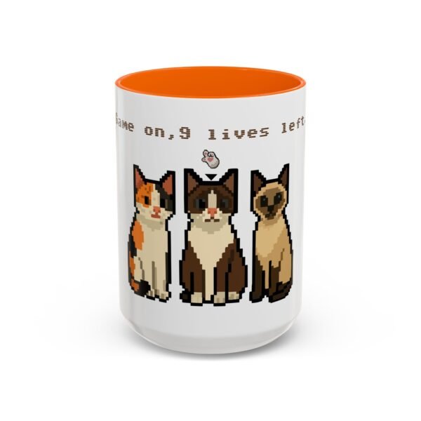 Pixel Art Cat Coffee Mug - 'Game On, 9 Lives Left' - Image 50