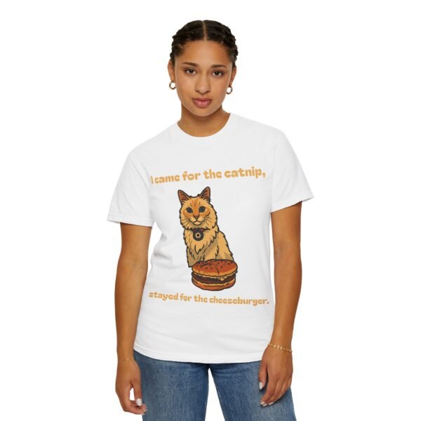 Cat-Themed Unisex T-Shirt - 'I Came for the Catnip, Stayed for the Cheeseburger' - Perfect for Cat Lovers, Funny Gift, Casual Wear, [...] - Image 3