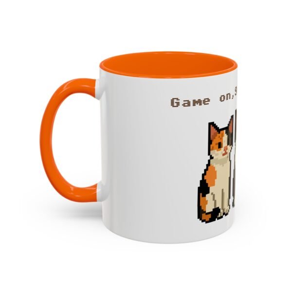 Pixel Art Cat Coffee Mug - 'Game On, 9 Lives Left' - Image 40