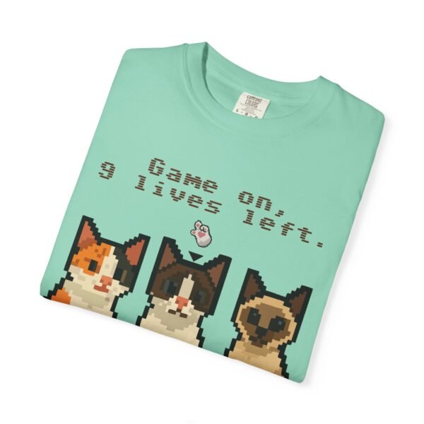 Pixel Art Cat Lovers Unisex T-Shirt - "Game On, 9 Lives Left" - Image 24