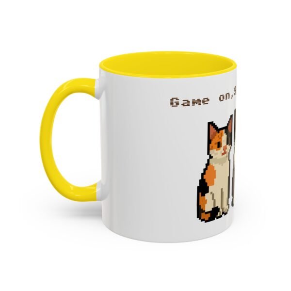 Pixel Art Cat Coffee Mug - 'Game On, 9 Lives Left' - Image 48