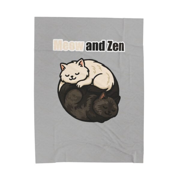 Cozy Cat-Themed Velveteen Plush Blanket - 'Meow and Zen' for Cat Lovers - Image 4