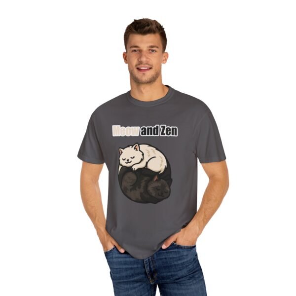 Cute Cat Lovers T-Shirt - "Meow and Zen" Unisex Garment-Dyed Tee - Image 41