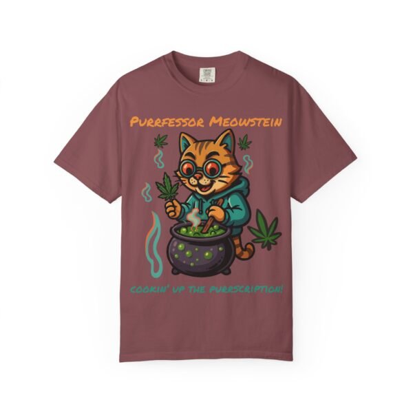 Purrfessor Meowstein Unisex Garment-Dyed T-Shirt - Cookin' Up the Purrscription! - Image 4