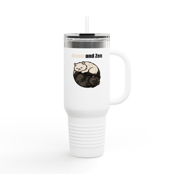 Meow and Zen Insulated Travel Mug - 40oz Cat Lovers Drinkware - Image 2