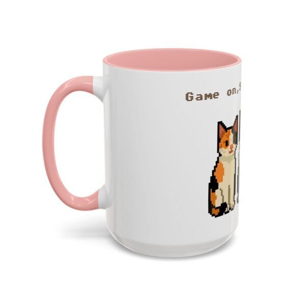 Pixel Art Cat Coffee Mug - 'Game On, 9 Lives Left' - Image 28