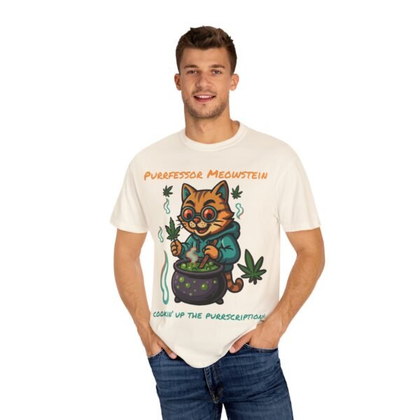 Purrfessor Meowstein Unisex Garment-Dyed T-Shirt - Cookin' Up the Purrscription! - Image 11