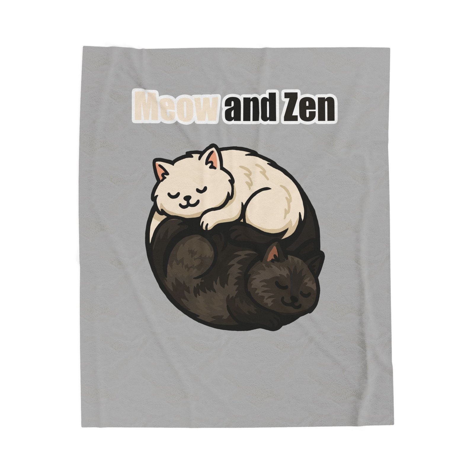 Cozy Cat-Themed Velveteen Plush Blanket – ‘Meow and Zen’ for Cat Lovers