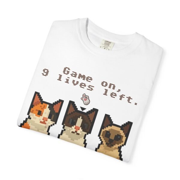 Pixel Art Cat Lovers Unisex T-Shirt - "Game On, 9 Lives Left" - Image 3