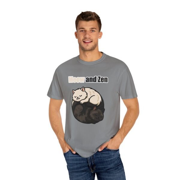 Cute Cat Lovers T-Shirt - "Meow and Zen" Unisex Garment-Dyed Tee - Image 33
