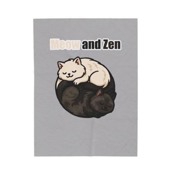 Cozy Cat-Themed Velveteen Plush Blanket - 'Meow and Zen' for Cat Lovers - Image 7