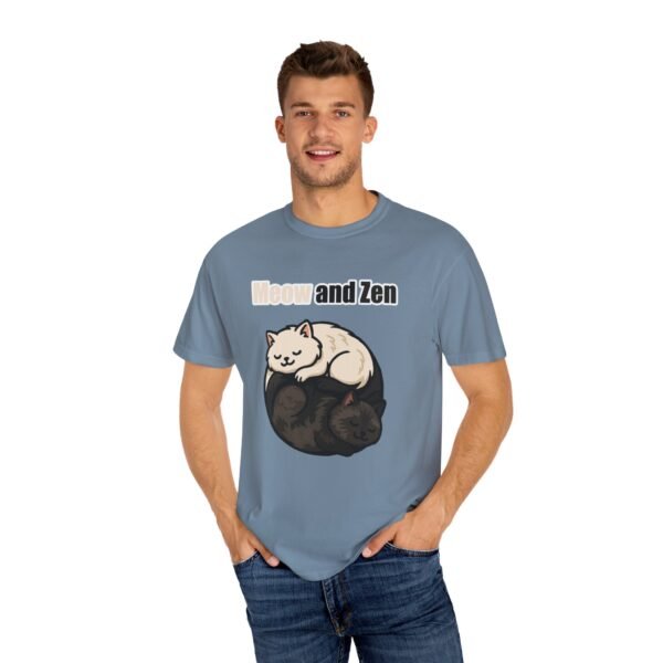 Cute Cat Lovers T-Shirt - "Meow and Zen" Unisex Garment-Dyed Tee - Image 37