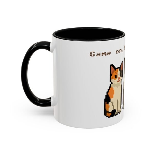 Pixel Art Cat Coffee Mug - 'Game On, 9 Lives Left' - Image 3