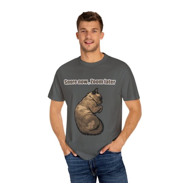 Unisex Cat Sleep T-Shirt - "Snore Now, Zoom Later" - Image 9