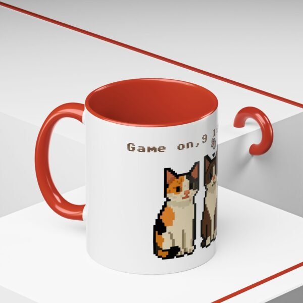 Pixel Art Cat Coffee Mug - 'Game On, 9 Lives Left' - Image 16