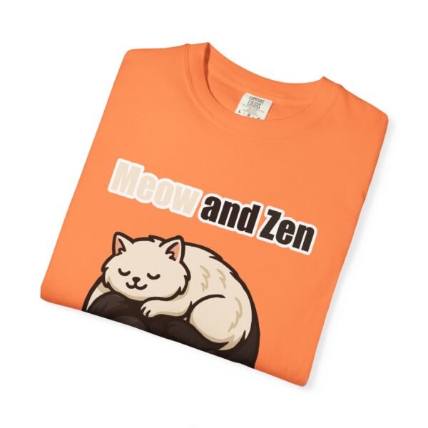 Cute Cat Lovers T-Shirt - "Meow and Zen" Unisex Garment-Dyed Tee - Image 8