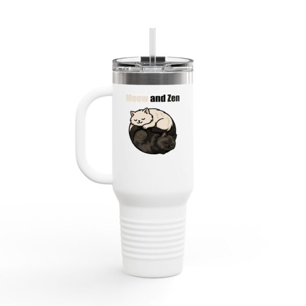 Meow and Zen Insulated Travel Mug - 40oz Cat Lovers Drinkware - Image 4