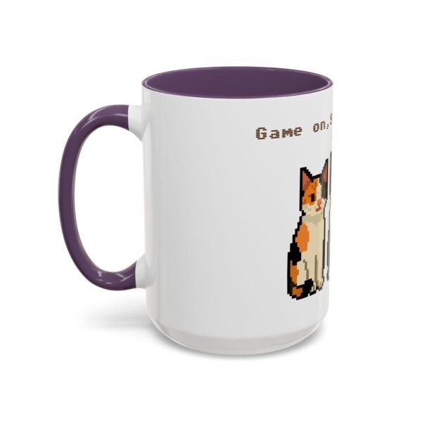 Pixel Art Cat Coffee Mug - 'Game On, 9 Lives Left' - Image 56