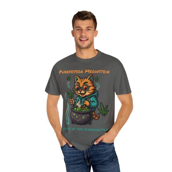Purrfessor Meowstein Unisex Garment-Dyed T-Shirt - Cookin' Up the Purrscription! - Image 19