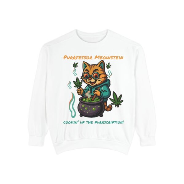 Purrfessor Meowstein Sweatshirt - Cozy Weed-Themed Unisex Apparel - Image 2