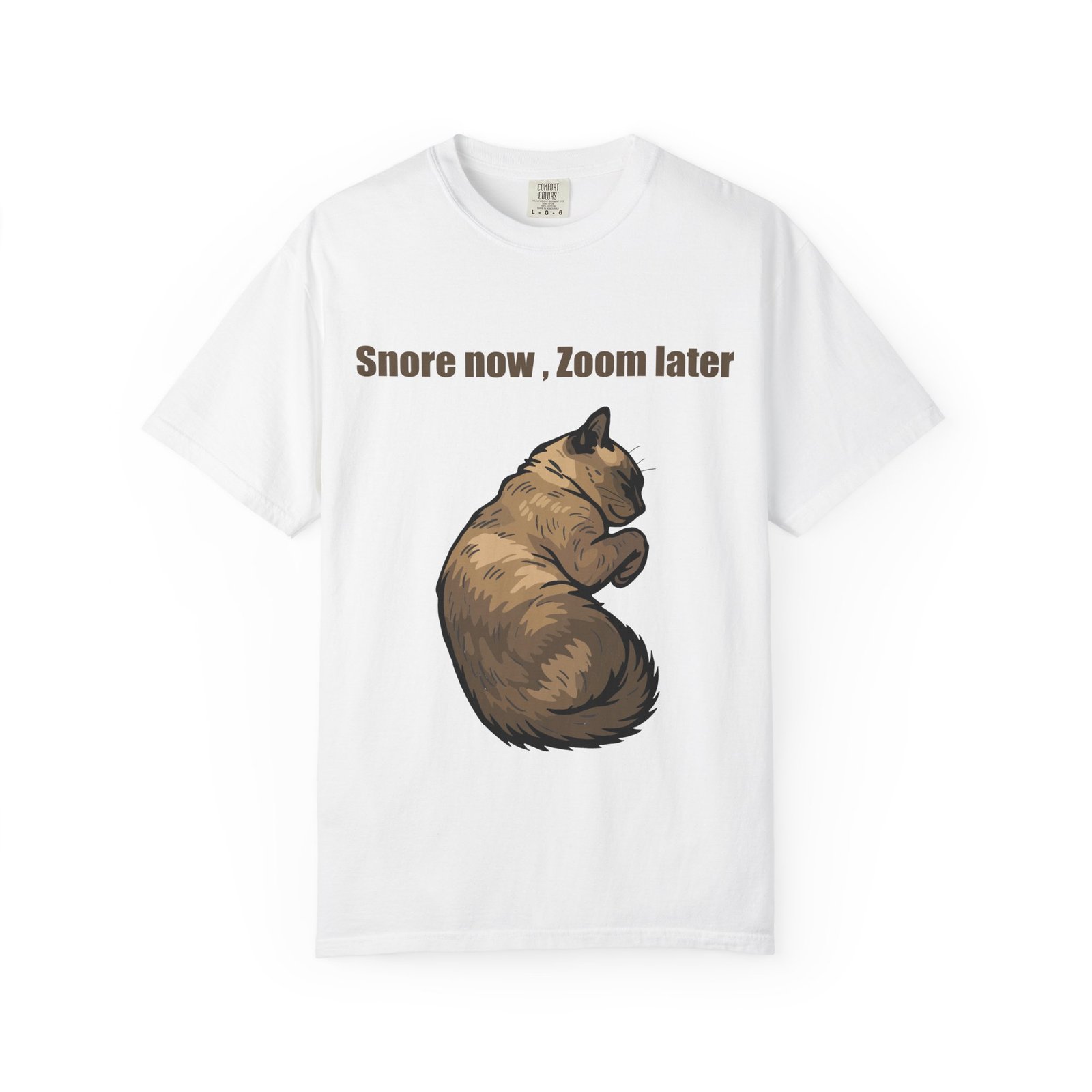 Unisex Cat Sleep T-Shirt – “Snore Now, Zoom Later”