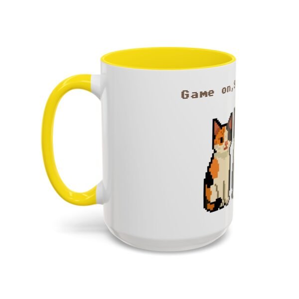 Pixel Art Cat Coffee Mug - 'Game On, 9 Lives Left' - Image 60