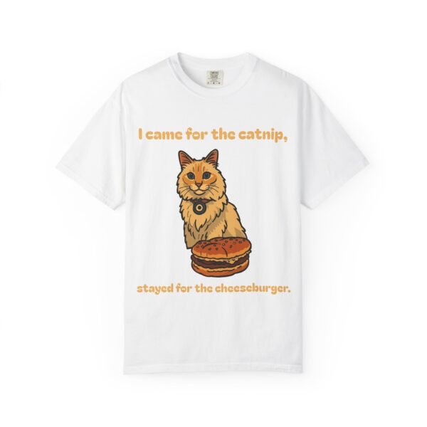 Cat-Themed Unisex T-Shirt - 'I Came for the Catnip, Stayed for the Cheeseburger' - Perfect for Cat Lovers, Funny Gift, Casual Wear, [...]