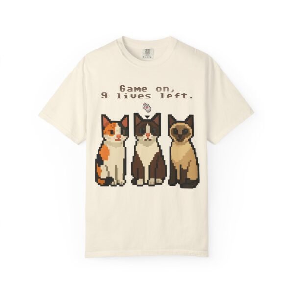 Pixel Art Cat Lovers Unisex T-Shirt - "Game On, 9 Lives Left" - Image 6