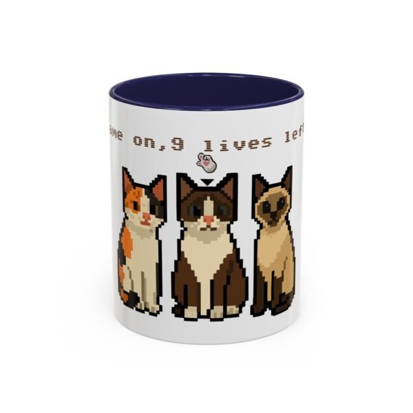 Pixel Art Cat Coffee Mug - 'Game On, 9 Lives Left' - Image 5