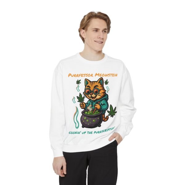 Purrfessor Meowstein Sweatshirt - Cozy Weed-Themed Unisex Apparel - Image 3