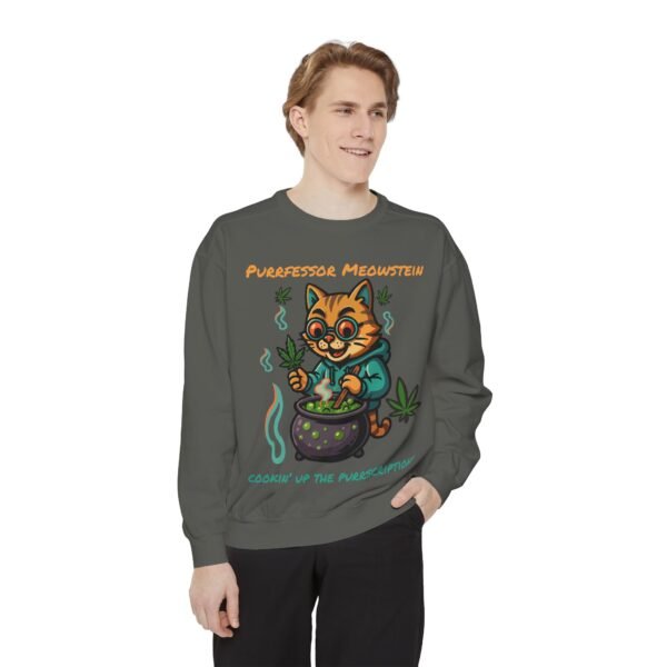 Purrfessor Meowstein Sweatshirt - Cozy Weed-Themed Unisex Apparel - Image 10