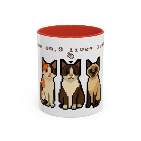 Pixel Art Cat Coffee Mug - 'Game On, 9 Lives Left' - Image 13