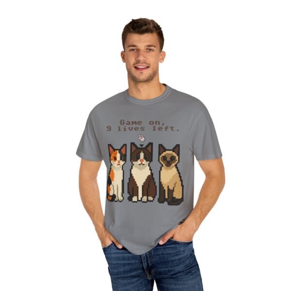 Pixel Art Cat Lovers Unisex T-Shirt - "Game On, 9 Lives Left" - Image 17