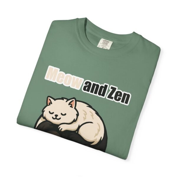 Cute Cat Lovers T-Shirt - "Meow and Zen" Unisex Garment-Dyed Tee - Image 28