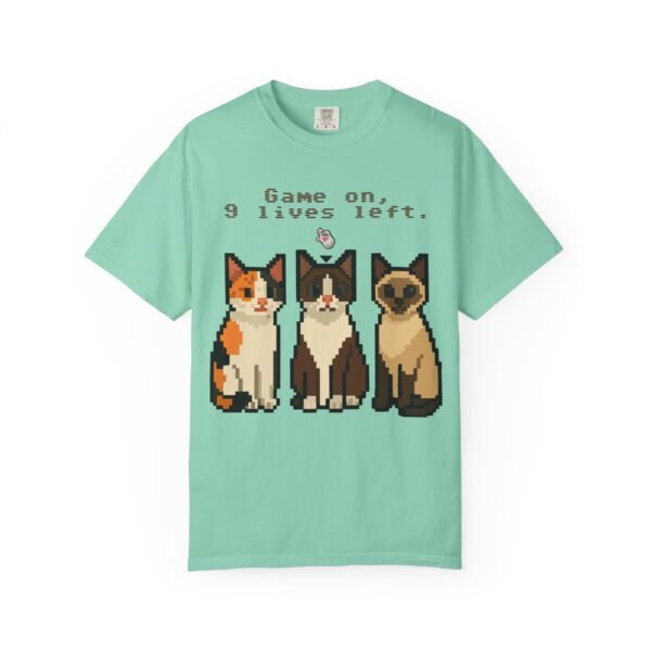 Pixel Art Cat Lovers Unisex T-Shirt - "Game On, 9 Lives Left" - Image 22