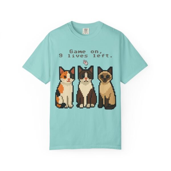 Pixel Art Cat Lovers Unisex T-Shirt - "Game On, 9 Lives Left" - Image 26